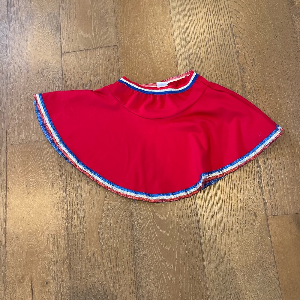 Vintage Red Skirt with Multicolor Trim